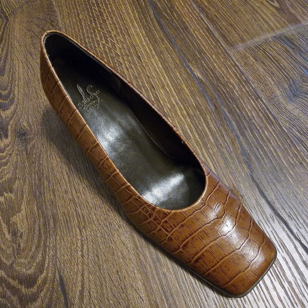 Studio Life Stride Women’s Brown Leather Square Toe Pump Size 7.5 M